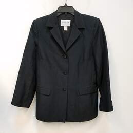 Womens Black Long Sleeve Collared Single Breasted Blazer Jacket Size Medium