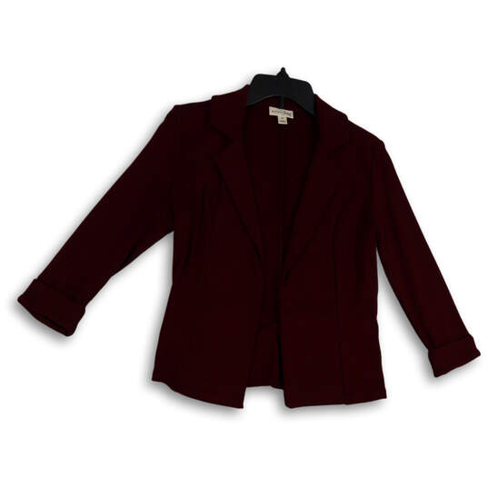 Womens Red Cuffed Long Sleeve Notch Lapel Open Front Blazer Size XS image number 1