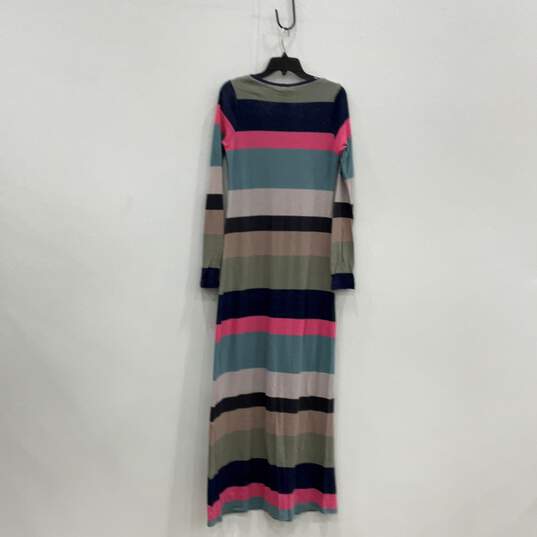 NWT Womens Multicolor Striped Scoop Neck Long Sleeve Maxi Dress Size Large image number 2