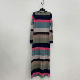 NWT Womens Multicolor Striped Scoop Neck Long Sleeve Maxi Dress Size Large alternative image