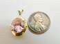 14K Gold Pink Cubic Zirconia Scalloped Oval Pendant 2.8g image number 4