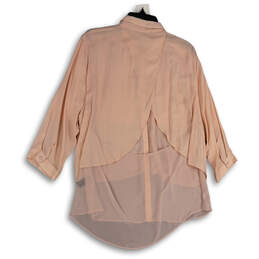 NWT Womens Pink Collared 3/4 Sleeve Hi-Low Hem Blouse Top Size Large alternative image