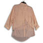 NWT Womens Pink Collared 3/4 Sleeve Hi-Low Hem Blouse Top Size Large image number 2