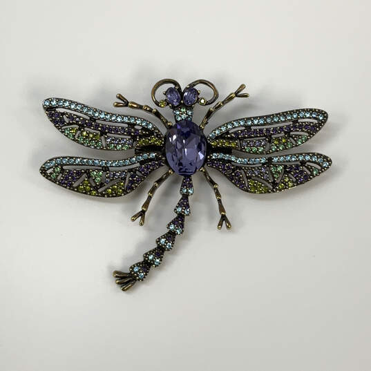 Designer Heidi Daus Trembling Brilliance Crystal Dragonfly Brooch Pin image number 1