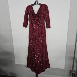 Red Sequin 3/4th Sleeve High Low Dress