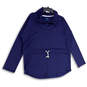 Mens Blue High Neck Drawstring Waist Long Sleeve Pullover Sweatshirt Size L image number 1