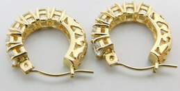 14K Gold Cubic Zirconia Huggie Hoop Earrings 2.4g alternative image