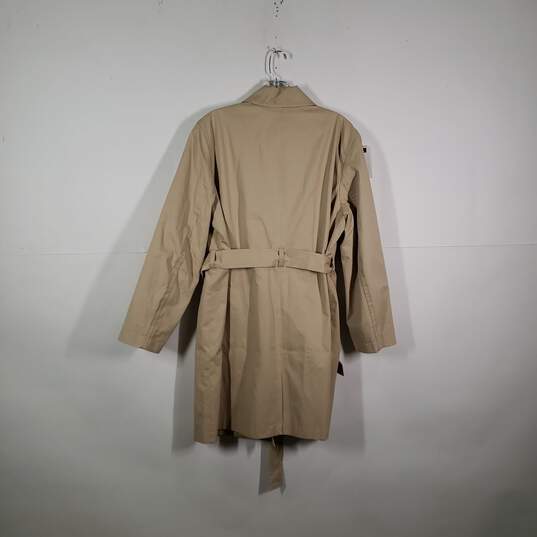 Womens Collared Long Double Breasted Button Front Belted Trench Coat Size 14 image number 2