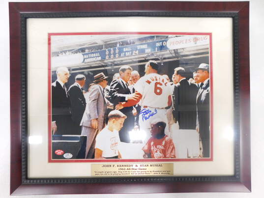 Stan Musial Signed 1962 All Star Game Photo w/ John F Kennedy w/ COA St Louis Cardinals image number 1