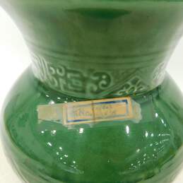 Vintage Asian Green Ornate Design Pottery Vase Home Decor alternative image