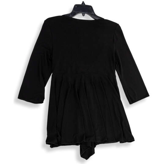 NWT Womens Black V-Neck Long Sleeve Pullover Mini Dress Size Medium image number 2