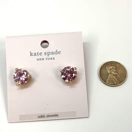 Designer Kate Spade Gold-Tone Rise Shine Crystal Stud Earrings W/ Dust Bag image number 2