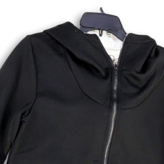 Mens Black Long Sleeve Pockets Fleece Hooded Full-Zip Hoodie Size Medium image number 3