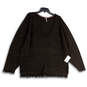 NWT Womens Brown Knitted Fringe Long Sleeve V-Neck Pullover Sweater Size L image number 1