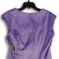NWT Womens Lavender Pleated Short Sleeve Back Zip Mini Dress Size 16 image number 2