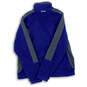 Mens Blue Gray Long Sleeve Mock Neck Pockets Fleece Full-Zip Jacket Size XL image number 2