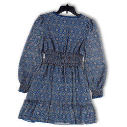 NWT Womens Blue Floral V-Neck Long Sleeve Stretch A-Line Dress Size Small alternative image