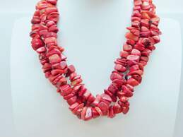 Sterling Silver Rustic Coral Nugget 3 Strand Necklace 211.0g alternative image
