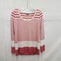 Vince WM's Rayon & Polyester Striped White & Pink Long Sleeve Sweater Size SM image number 1