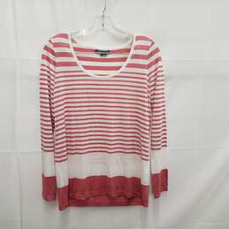 Vince WM's Rayon & Polyester Striped White & Pink Long Sleeve Sweater Size SM
