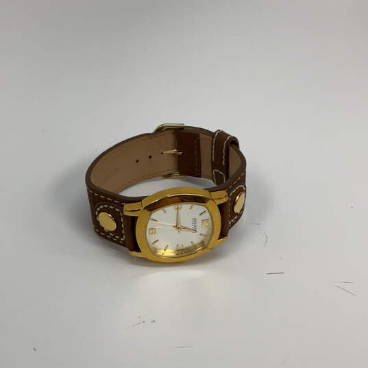 Designer Joan Rivers Gold-Tone Classic Leather Strap Analog Wristwatch image number 3
