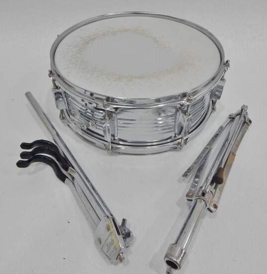 Coda Drums Brand 15.5 Inch Metal Snare Drum w/ Case and Stand image number 2