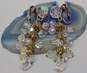 Vintage Silvertone & Goldtone Aurora Borealis Crystals Beaded Necklace & Flower Cluster & Beaded Tassels Drop Clip On Earrings 85.1g image number 4