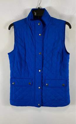 Talbots Womens Blue Pockets Sleeveless Mid-Length Quilted Vest Jacket Size XS