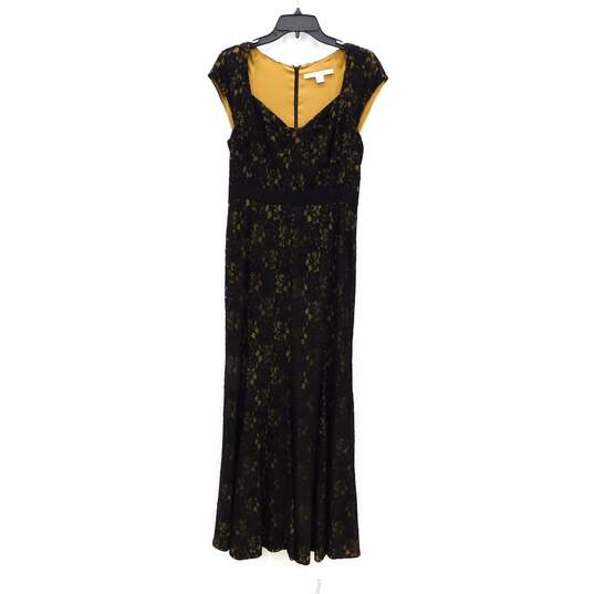 Diane Von Furstenberg Cap-Sleeve Black Lace Mermaid Gown image number 2