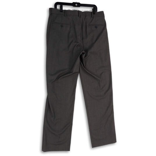NWT Mens Gray Flat Front Slash Pocket Straight Leg Dress Pants Size 36x34 image number 2