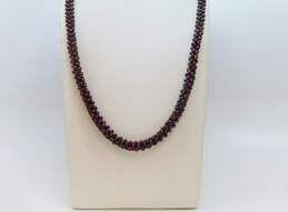 Vintage Garnet Bead Woven Endless Necklace 69.1g