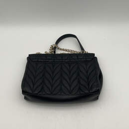 Womens Black Gold Leather Inner Pocket Semi Chain Strap Crossbody Bag Purse alternative image