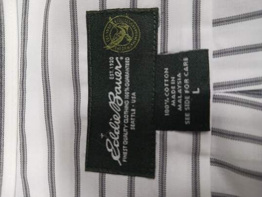 Eddie Bauer Men's Gray/White Striped Dress Shirts Size L image number 5