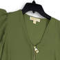 Womens Green V-Neck Ruffle Short Sleeve Pullover Blouse Top Size Medium image number 3