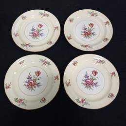 Bundle of 4 Cream Plates w/ Floral Design