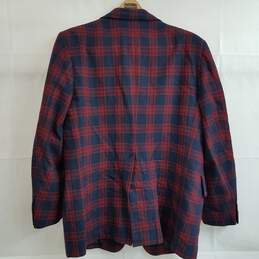 Pendleton red and navy plaid wool blazer alternative image