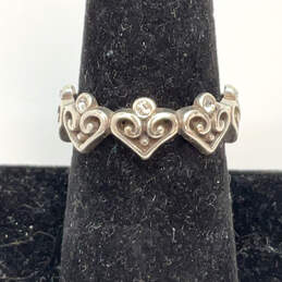 Designer Brighton Alcazar Silver-Tone Crystal Cut Stone Heart Band Ring