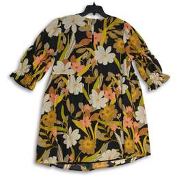 Womens Multicolor Floral Long Sleeve Round Neck Keyhole Back Shift Dress Size XL alternative image
