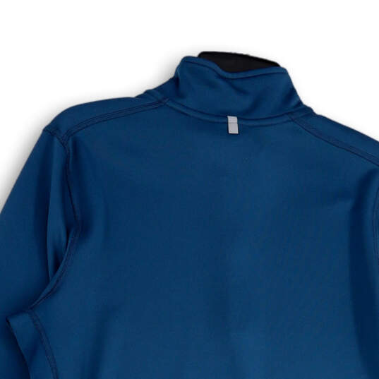 Mens Blue Mock Neck 1/4 Zip Long Sleeve Dri-Fit Running Pullover Shirt Sz M image number 4
