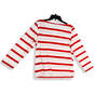 Womens Red White Striped Round Neck Long Sleeve Pullover T-Shirt Size M image number 2