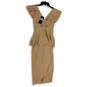 NWT Womens Tan Peplum Sleeveless V-Neck Front Slit Bodycon Dress Size XS image number 1