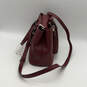 NWT Womens Red Leather Inner Pocket Detachable Strap Snap Satchel Bag image number 4
