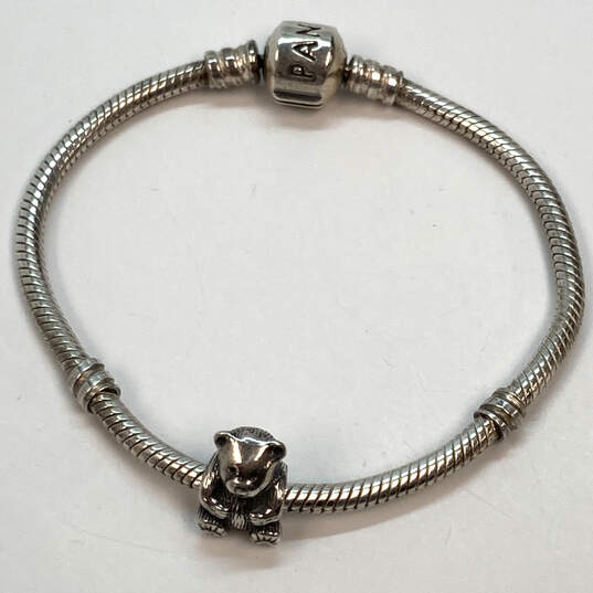 Designer Pandora S925 ALE Sterling Silver Chain Teddy Bear Charm Bracelet image number 3