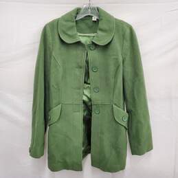 VTG WM's Green Polyester Wool Blend Olive Green Jacket Size M