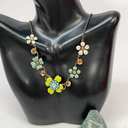 Designer Liz Palacios Gold-Tone Multicolor Flower Statement Necklace