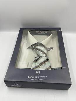 Barotti Collection Mens Green Collared Dress Shirt Sz 39 w/ Necktie In Box