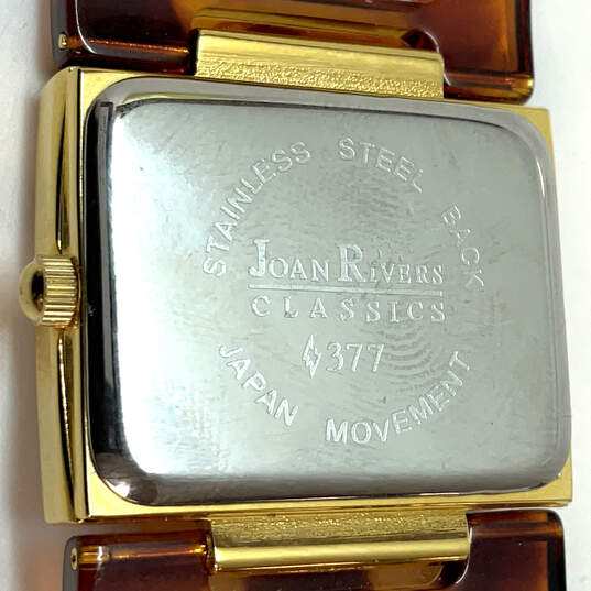 Designer Joan Rivers Gold-Tone Chain Strap Rectangle Dial Analog Wristwatch image number 4