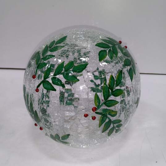 Kirkland's Crackle Glass Pre Lit Holly Orb image number 2