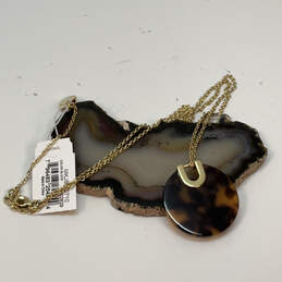Designer Michael Kors Gold-Tone Tortoise Disk Fashionable Pendant Necklace