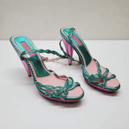 Betsey Johnson Womens Heels Metallic Pink/Green Sz 8.5